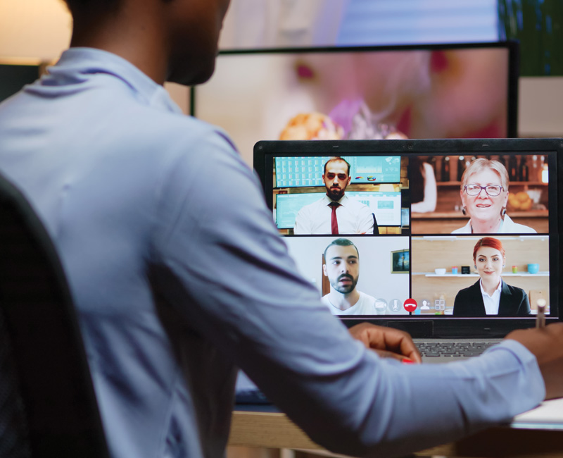 Photo: Woman attending video conference